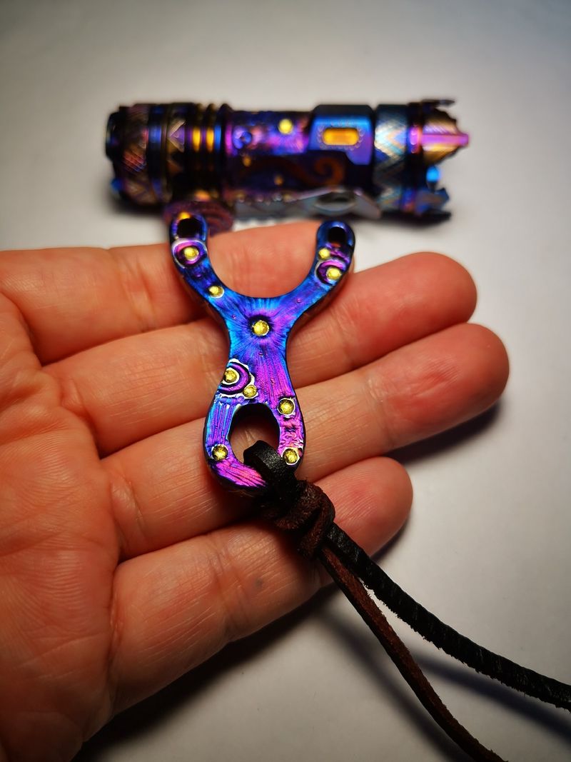 Titanium alloy bullet mini slingshot keychain