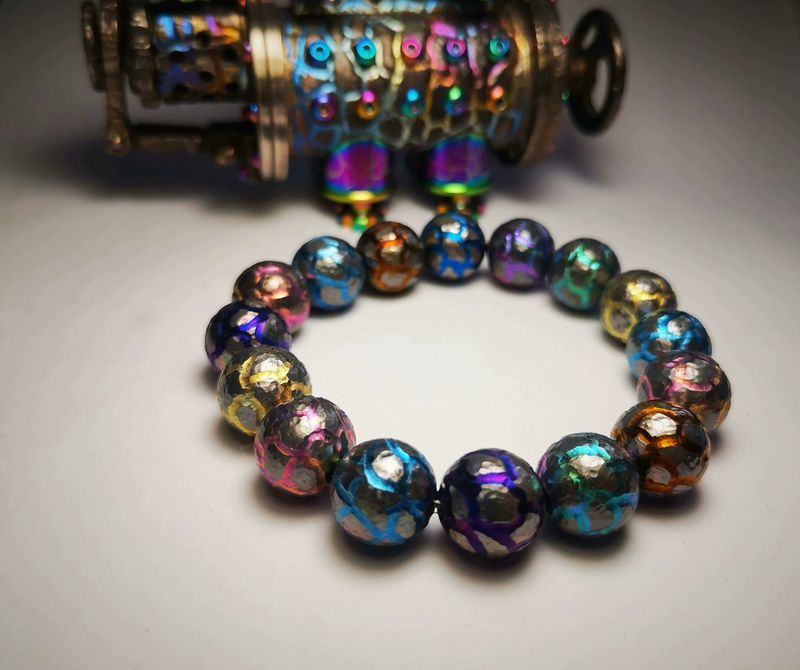 Titanium alloy steampunk lava - themed bracelet