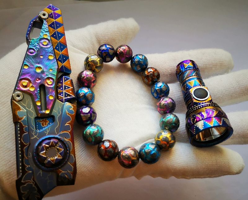 Titanium alloy steampunk lava - themed bracelet