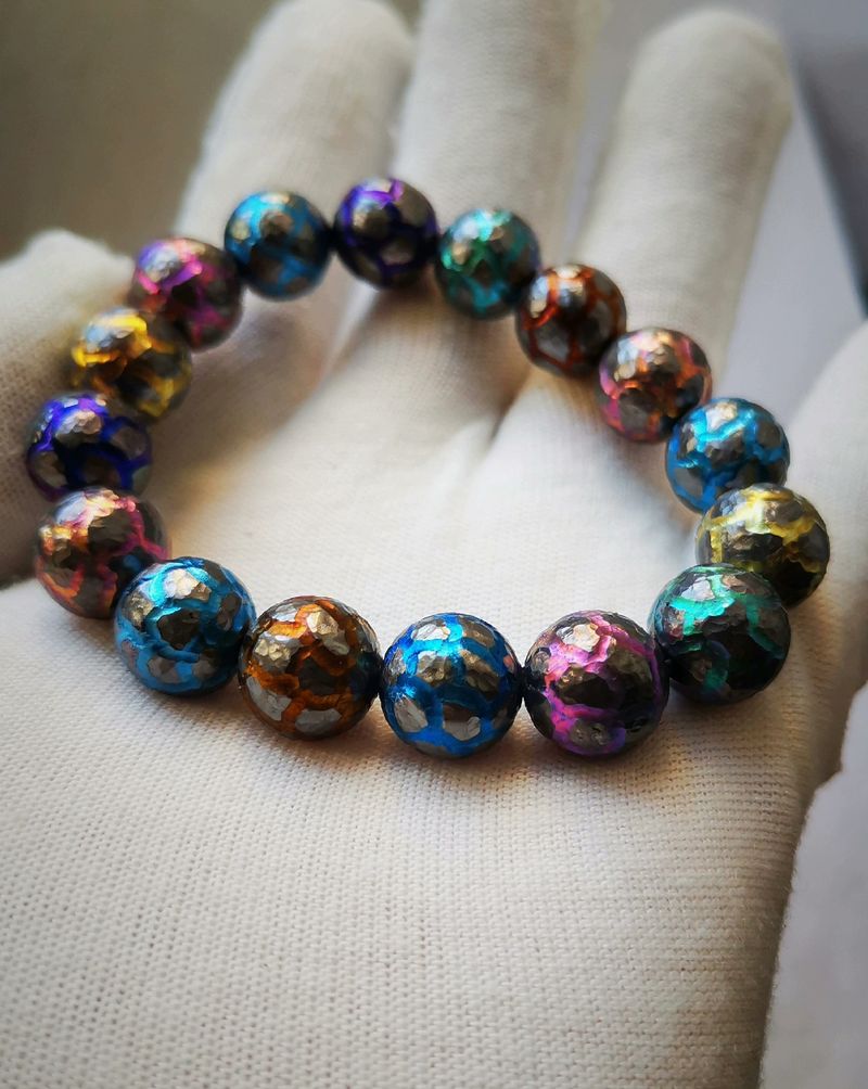 Titanium alloy steampunk lava - themed bracelet